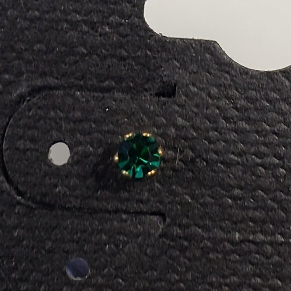 Swarovski Crystal Element - Gold Overlay Green Stone "Tiny" Stud Earrings - Picture 7 of 13